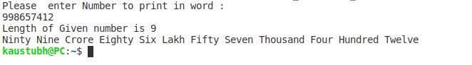 Program to Print Numbers to String